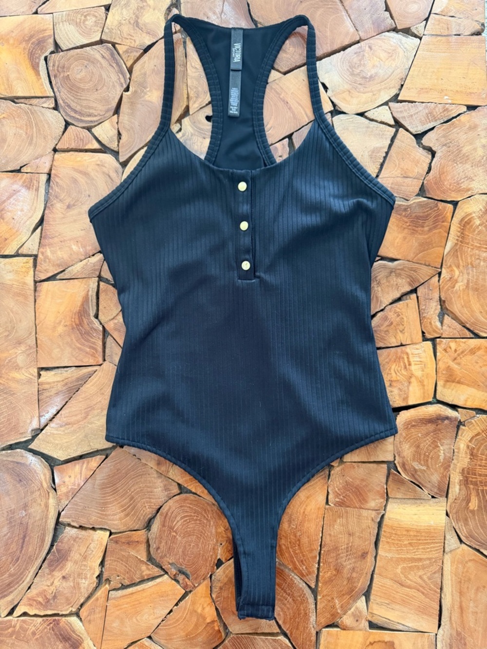 Victorias Secret Victoria Sport Black Racerback Bodysuit XS